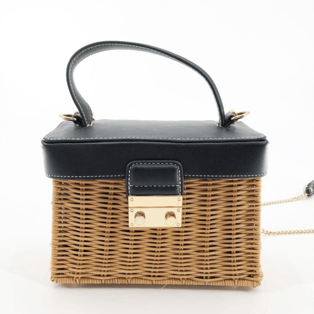 Zara Women's Brown Chain Woven Square Crossbody Bag Small - Picture 3 of 9
